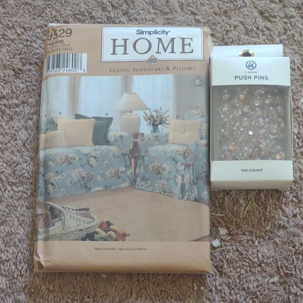 Simplicity Home Floral Slipcovers and Clear Push Pins